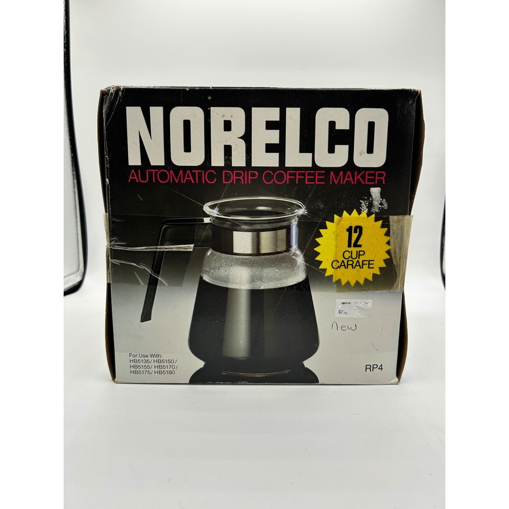 Norelco 12 Cup Carafe RP4 Replacement Glass Coffee Pot Vintage HB5135 HB5150 NEW
